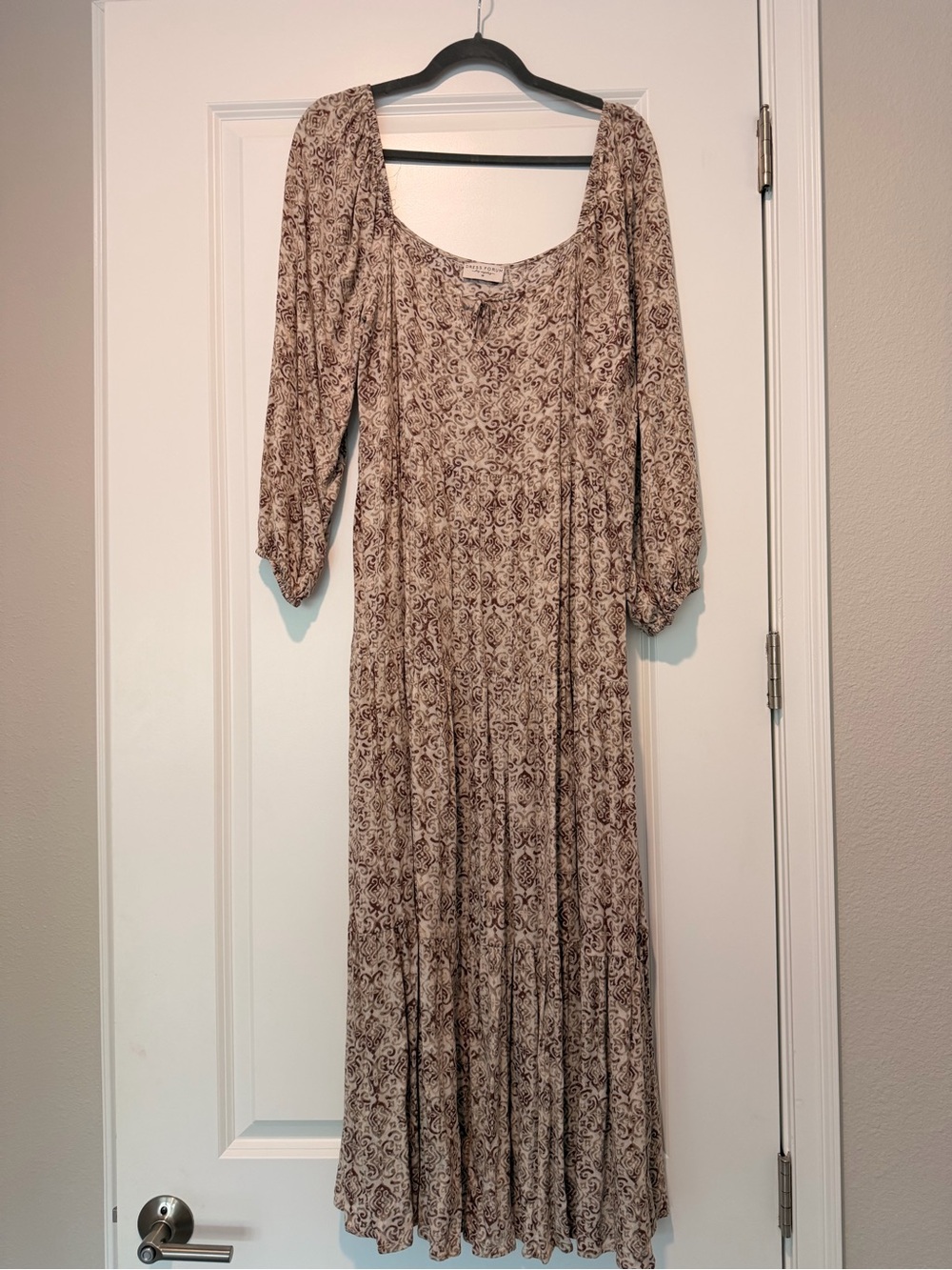 Dress Forum Cream and Brown Floral Maxi Dress